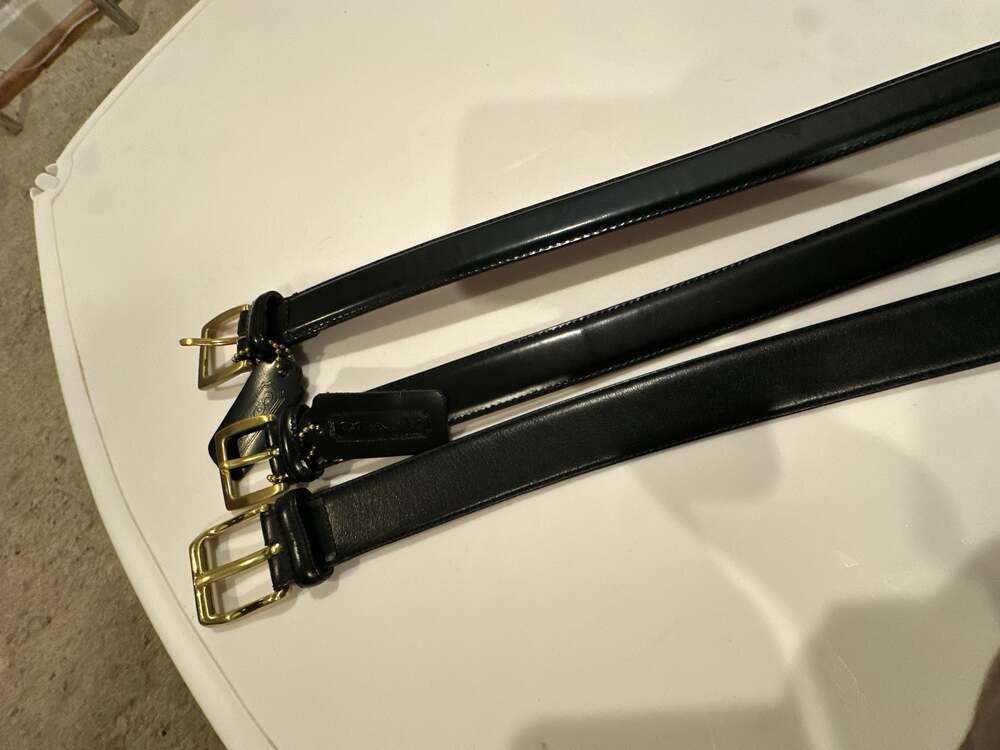 Three Coach Handcrafted Genuine Leather Belts Solid Brass Hardware - Picture 3 of 4